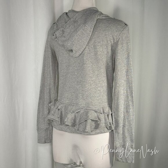 Banana Republic Ruffled Peplum Hoodie S Gray - Picture 9 of 11
